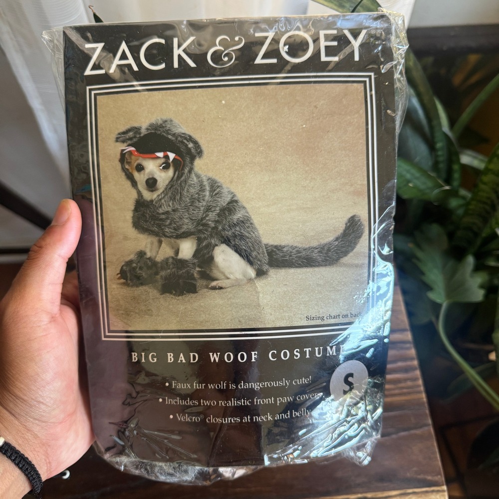 Zack & Zoey Big Bad Woof Dog Costume Grey Faux Fur Wolf Small